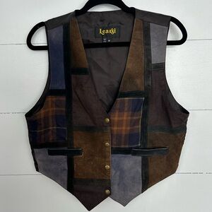 Vintage “Retro 90s” Suede Patchwork Western Cowboy Vest Men's Learsi Brand